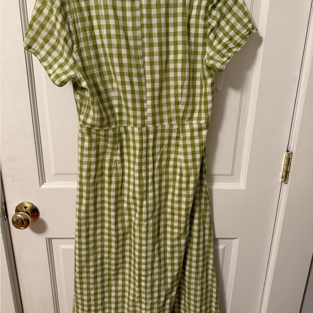 Green Gingham Button-Down Dress - image 2